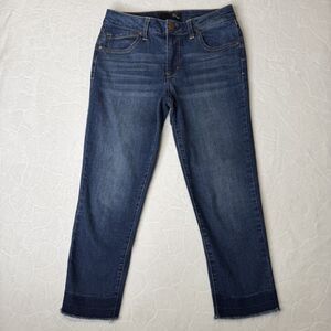 1822 Denim Dark Wash Raw Hem Ankle Jeans Size 6 Straight Leg 21.5" inseam